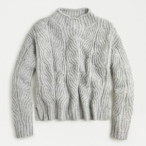 J. Crew pointelle Cableknit sweater alpaca blend